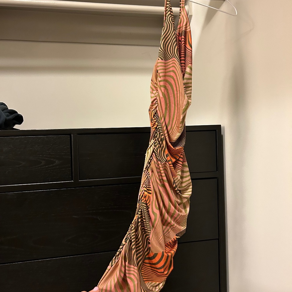 Cowl neck ruched dress